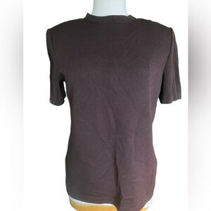 Vintage St John Collection Marie Gray knit short sleeve brown sweater top
